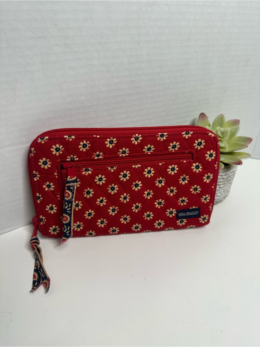 Vera Bradley Red Floral Quilted Zip Wallet